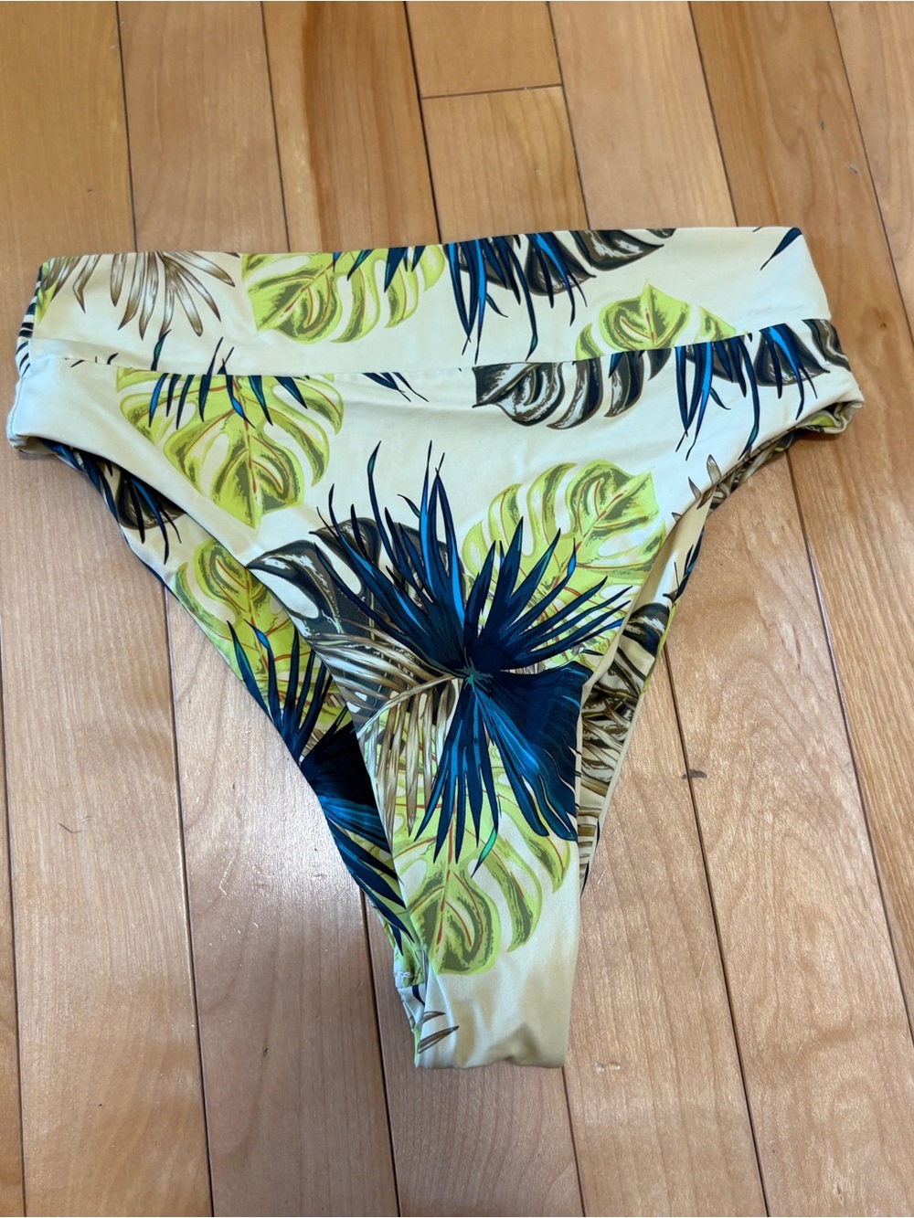 June Swimwear Bikini Bottom Cream Yellow Tropical Size Small Made in Canada